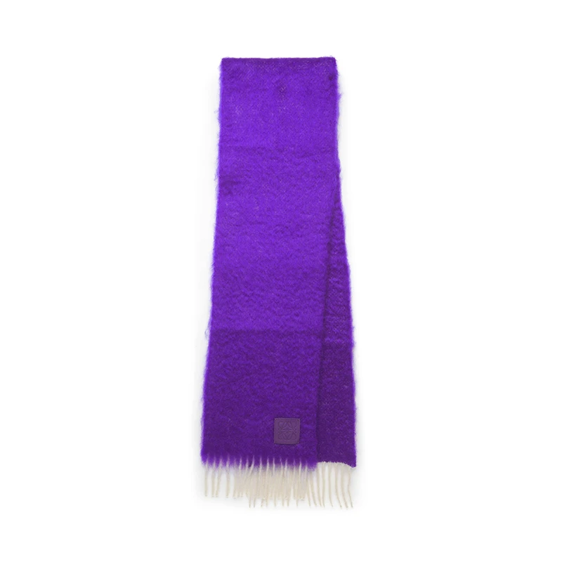罗意威 男女通用羊毛徽标贴片流苏边围巾（三色可选） 商品