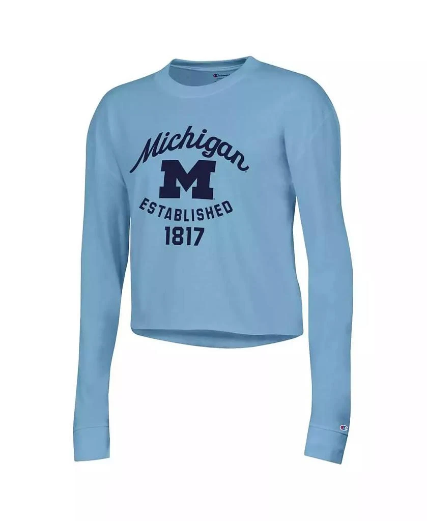 商品CHAMPION|Women's Blue Michigan Wolverines Boyfriend Cropped Long Sleeve T-shirt,价格¥262,第2张图片详细描述