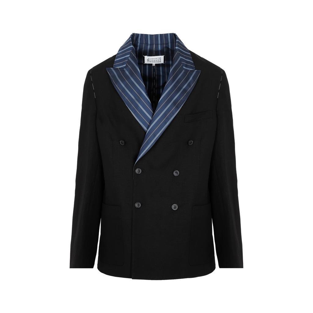 商品MAISON MARGIELA|Maison Margiela Double-Breasted Stripe Detailed Blazer,价格¥3814,第1张图片