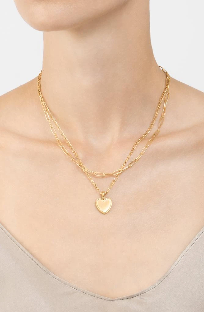 商品ADORNIA|Paper Clip and Figaro Heart Chain Set gold,价格¥507,第2张图片详细描述