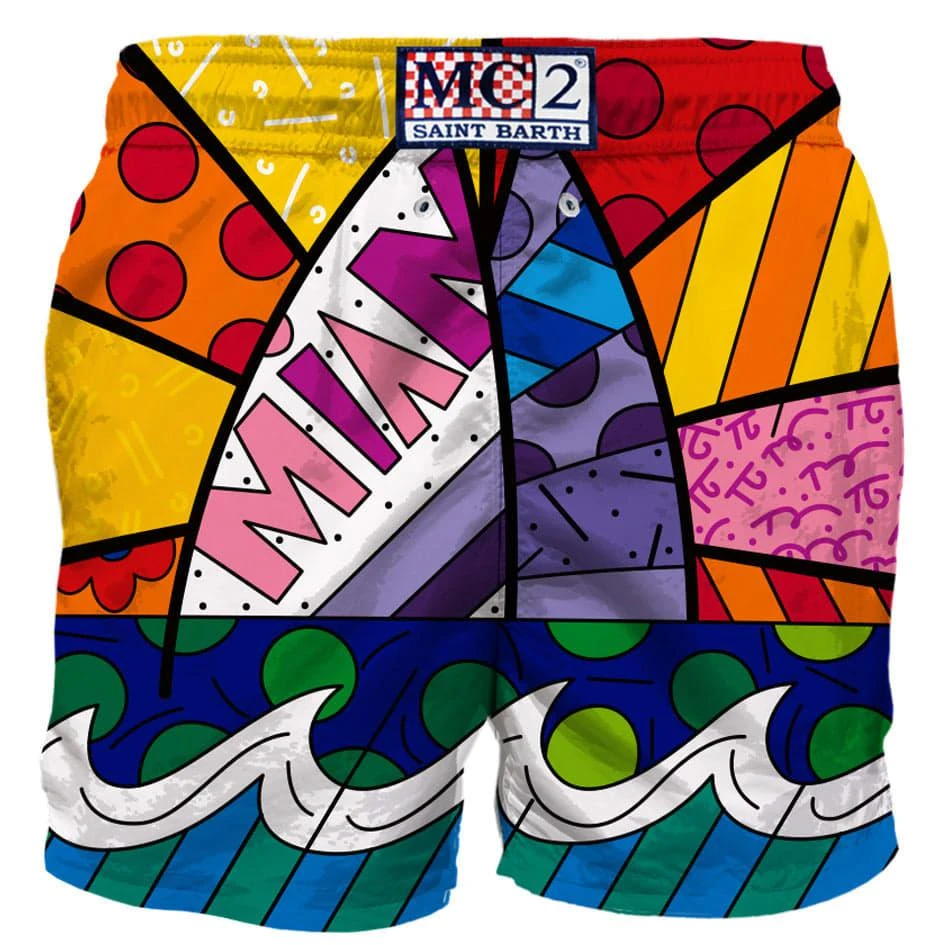 商品Mc2 Saint Barth|Man Swim Shorts With Miami Print | ©britto Special Edition,价格¥1395,第2张图片详细描述