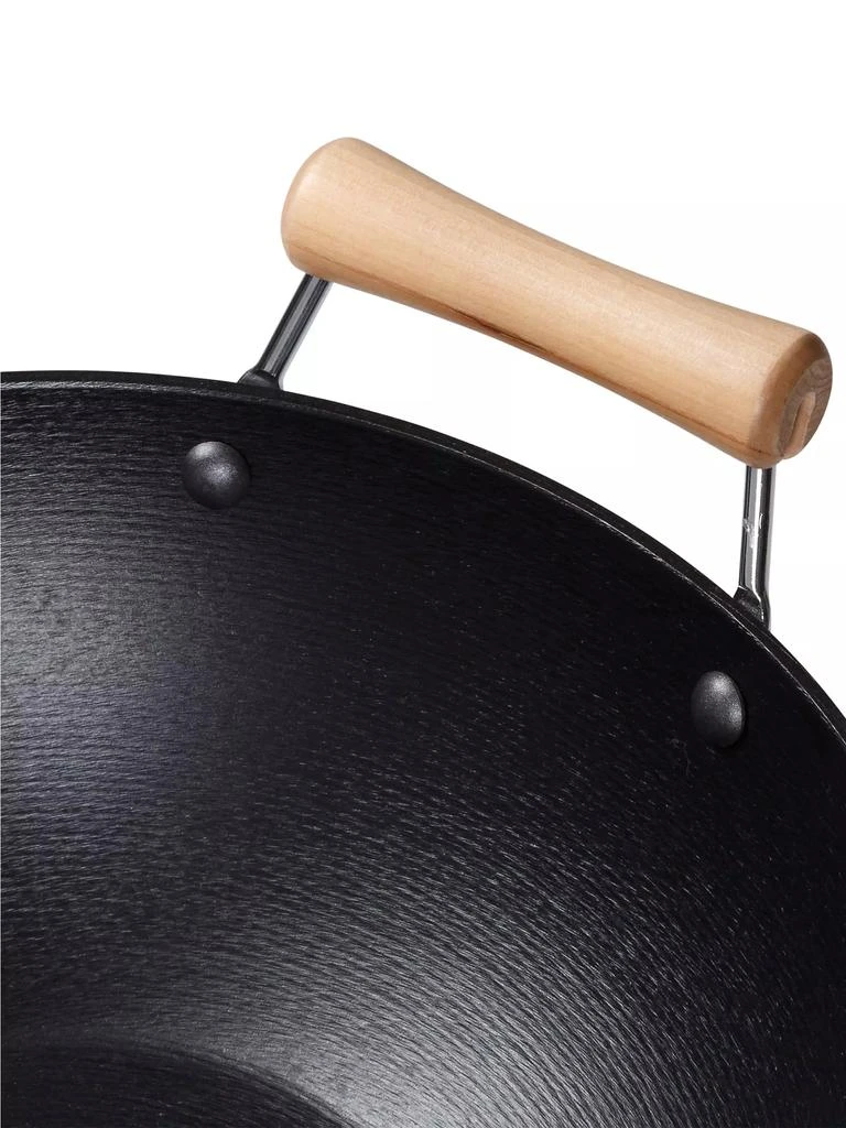 Joyce Chen Professional Series 14'' Cast Iron Flat Bottom Maple Handle Wok 商品