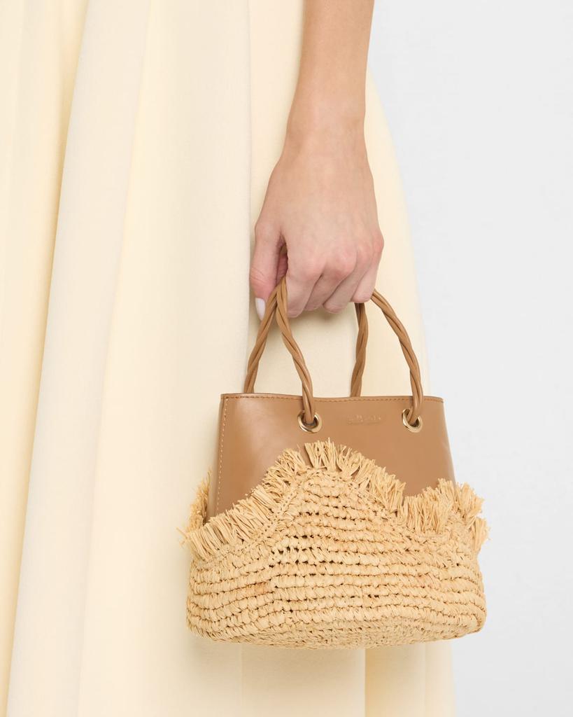Cult Gaia Jojo Raffia & Leather Top-Handle Bag - Tote Bags