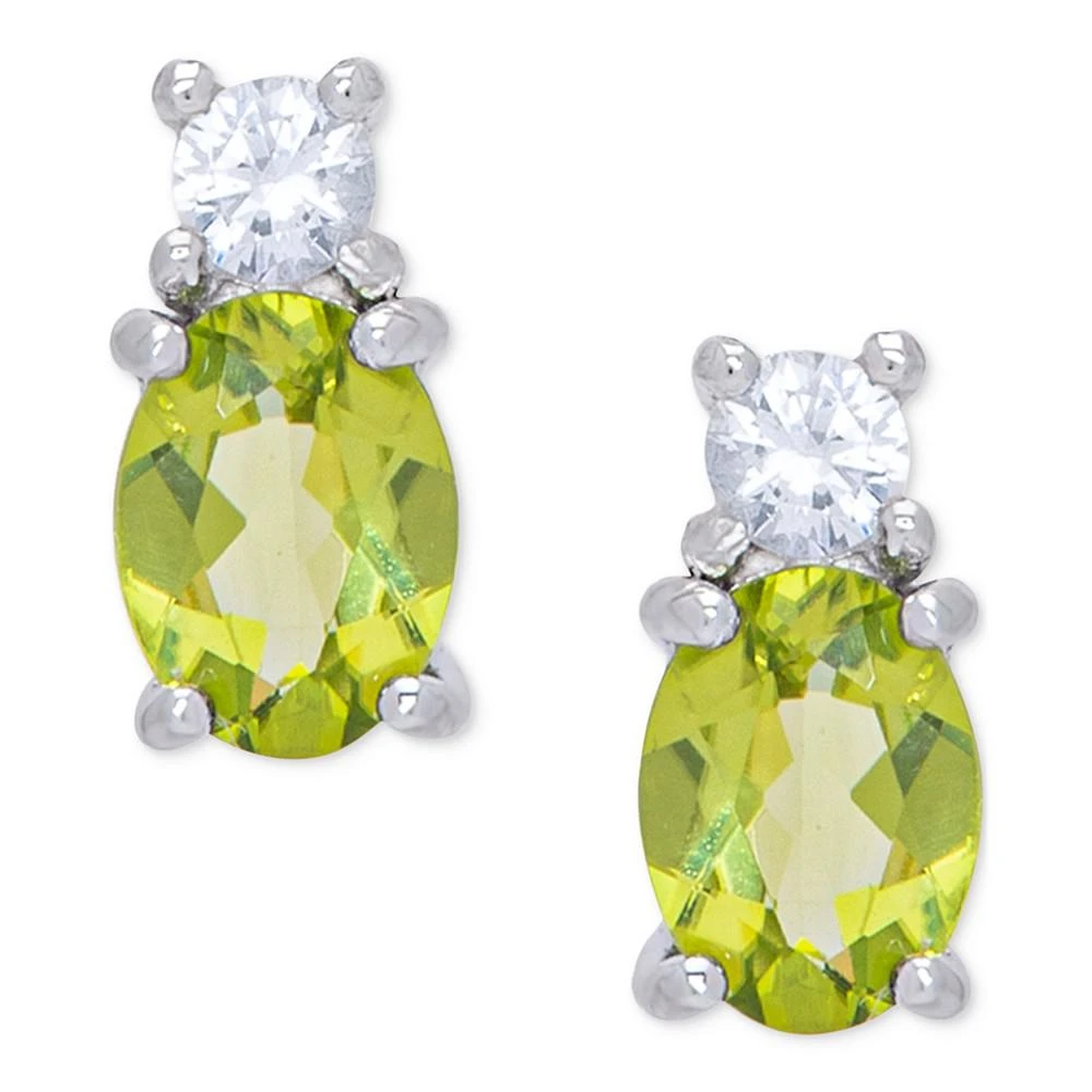 商品Macy's|Peridot (2-3/4 ct. t.w.) & Lab-Created White Sapphire (1/3 ct. t.w.) Stud Earrings in Sterling Silver,价格¥261,第1张图片