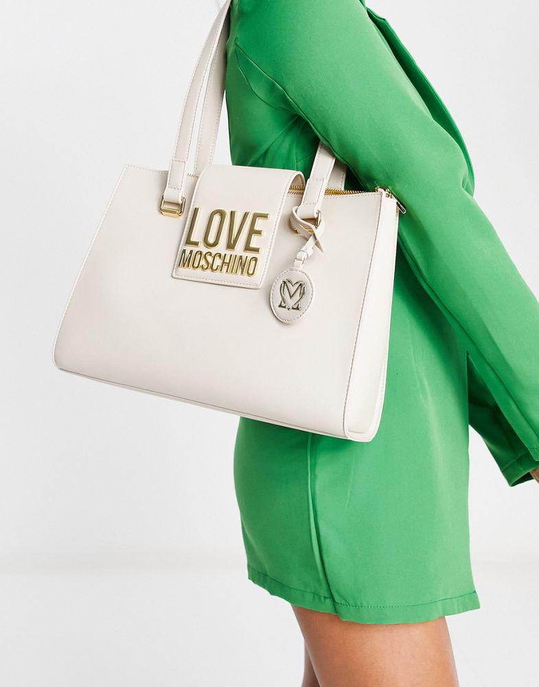 Love Moschino long handle shoulder bag in ivory商品第1张图片规格展示