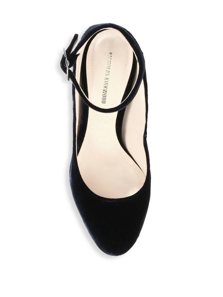 商品Nicholas Kirkwood|Lola Pearl-Heel Velvet Ankle-Strap Pumps,价格¥2533,第4张图片详细描述