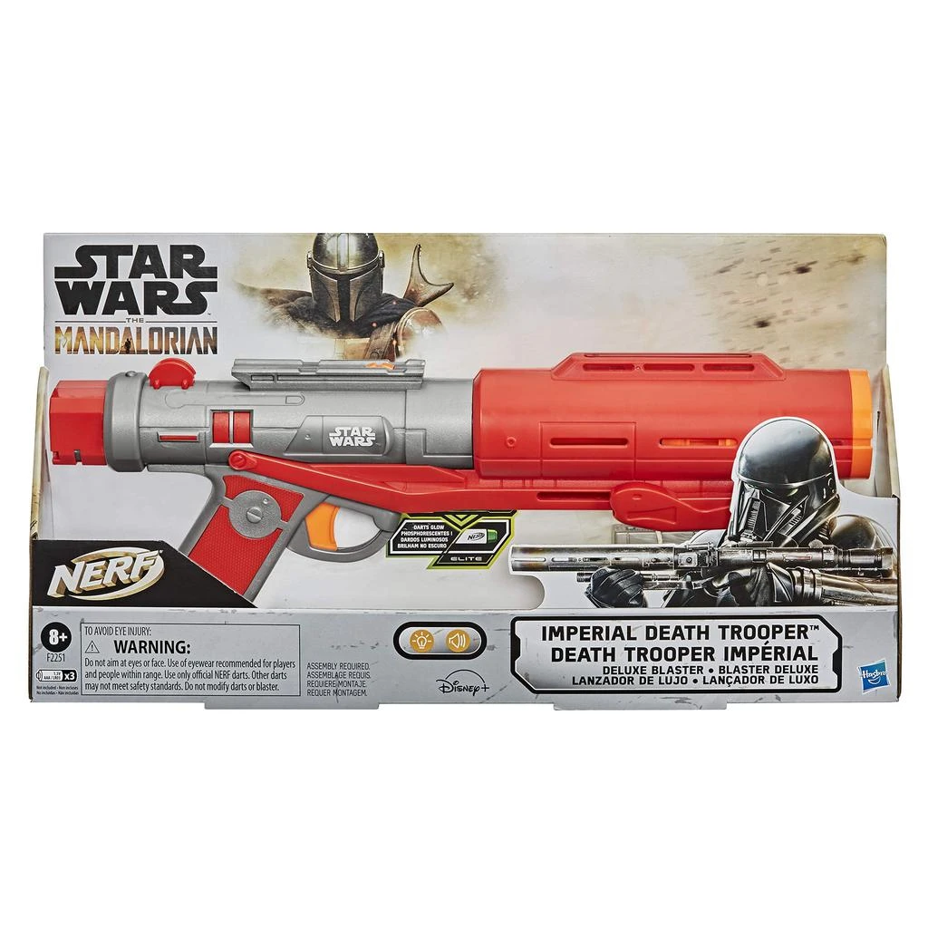 商品Nerf|NERF Star Wars Imperial Death Trooper Deluxe Dart Blaster, The Mandalorian, Blaster Sounds, Light Effects, 3 Glow-in-The-Dark Darts,价格¥279,第2张图片详细描述