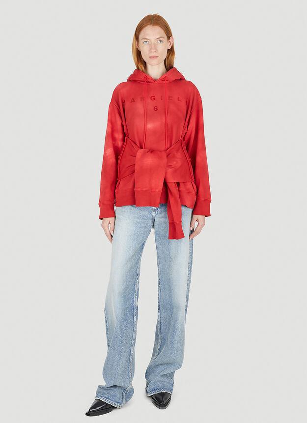 Four Sleeve Hooded Sweatshirt in Red商品第2张图片规格展示