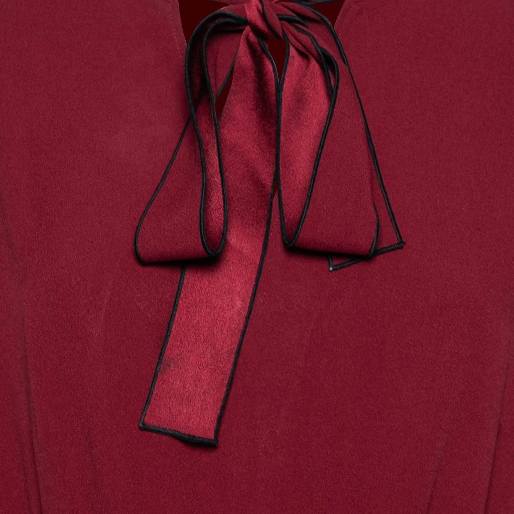 商品[二手商品] Weekend Max Mara|Weekend Max Mara Burgundy Crepe Bow Tie Neck Pleated Dress M,价格¥1059,第3张图片详细描述