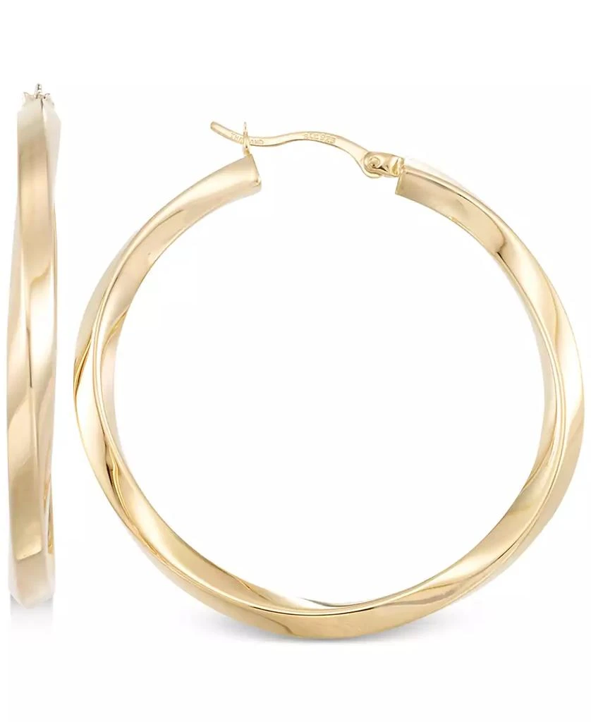 商品Macy's|Polished Twist Hoop Earrings in 14k Gold Over Silver or 14k White Gold Over Silver,价格¥468,第1张图片