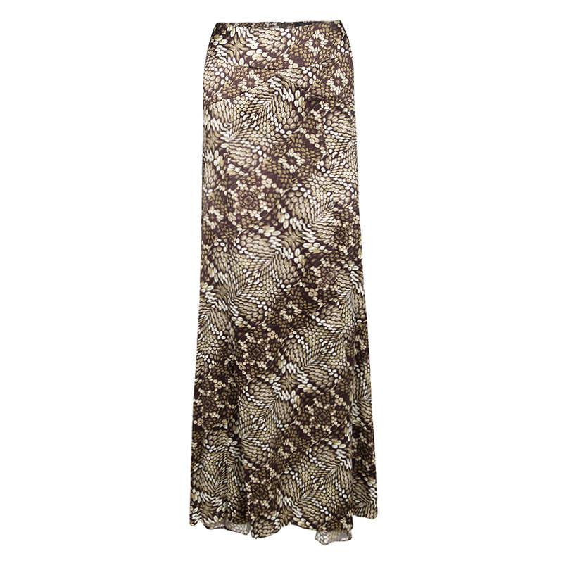 Just Cavalli Animal Print Satin Flared Bottom Maxi Skirt M商品第1张图片规格展示