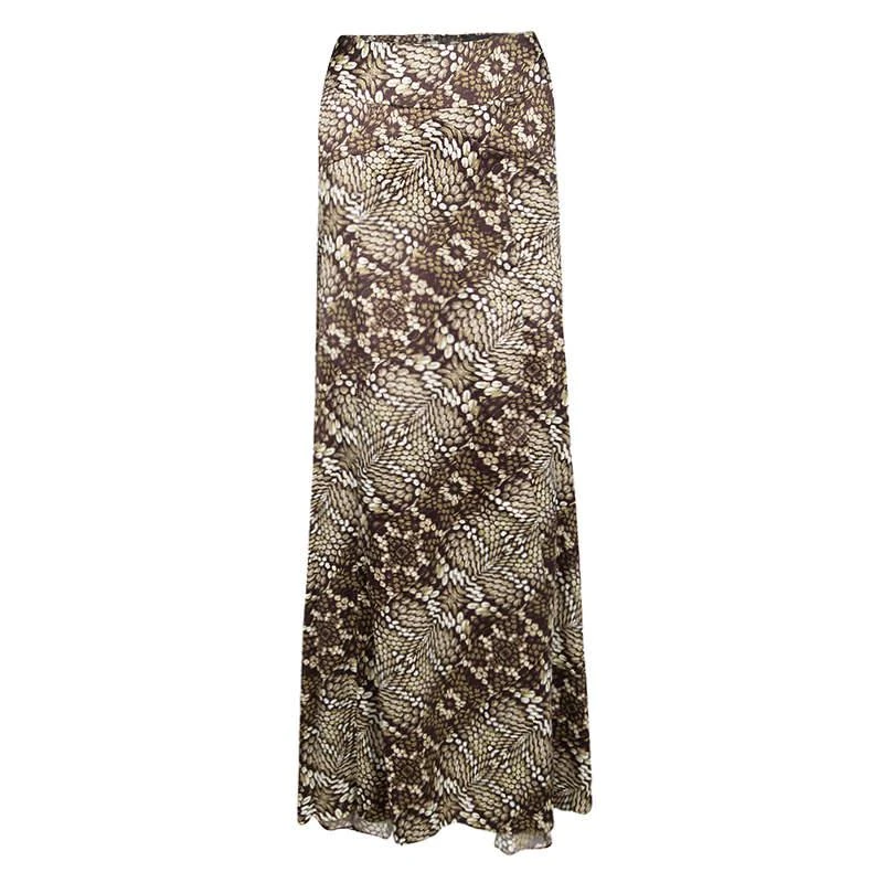 商品Just Cavalli|Just Cavalli Animal Print Satin Flared Bottom Maxi Skirt M,价格¥579,第1张图片