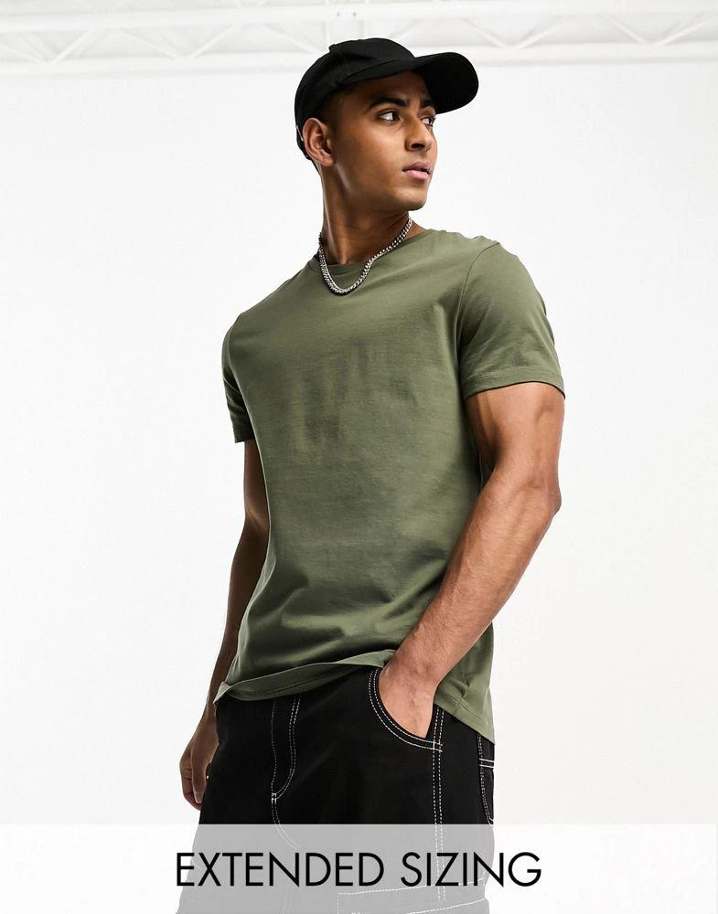 商品ASOS|ASOS DESIGN t-shirt with crew neck in khaki,价格¥76,第1张图片