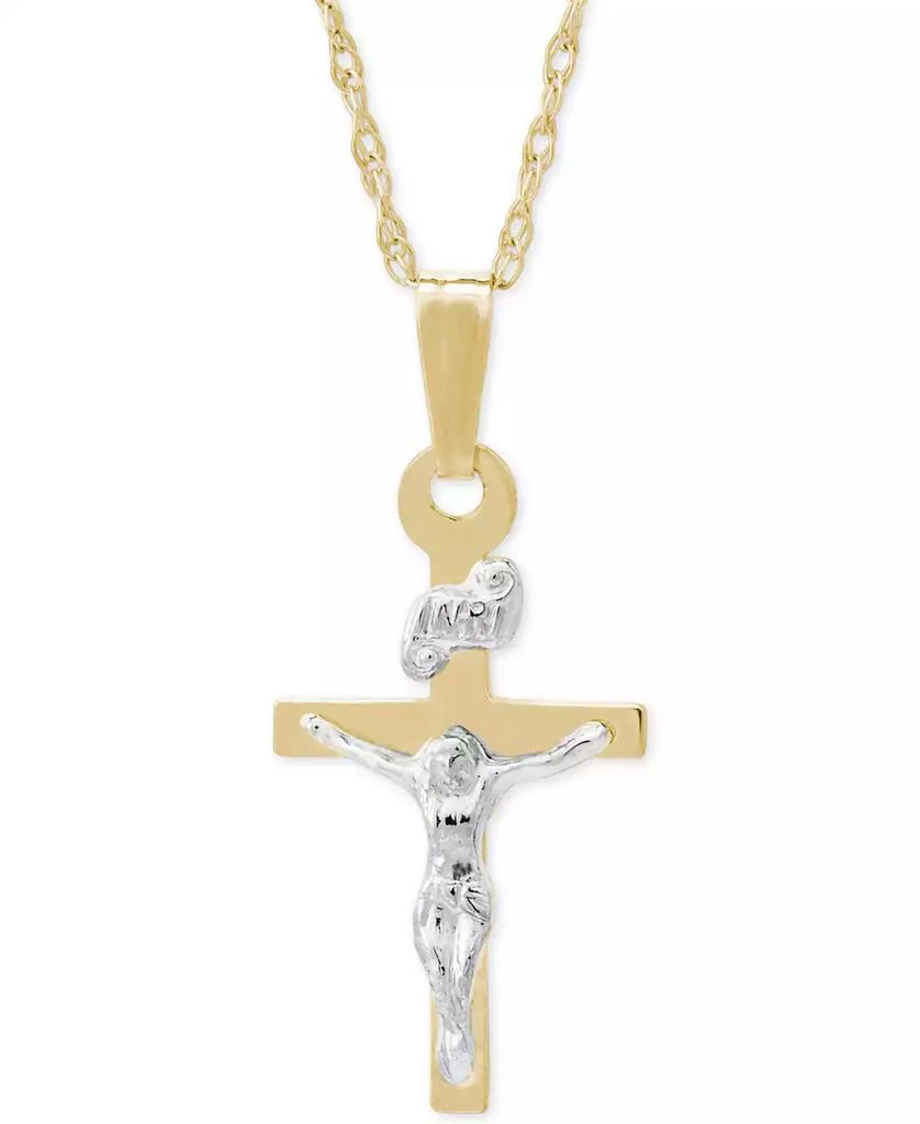 商品Macy's|Children's Two-Tone Crucifix Pendant Necklace in 14k Gold,价格¥1563,第1张图片