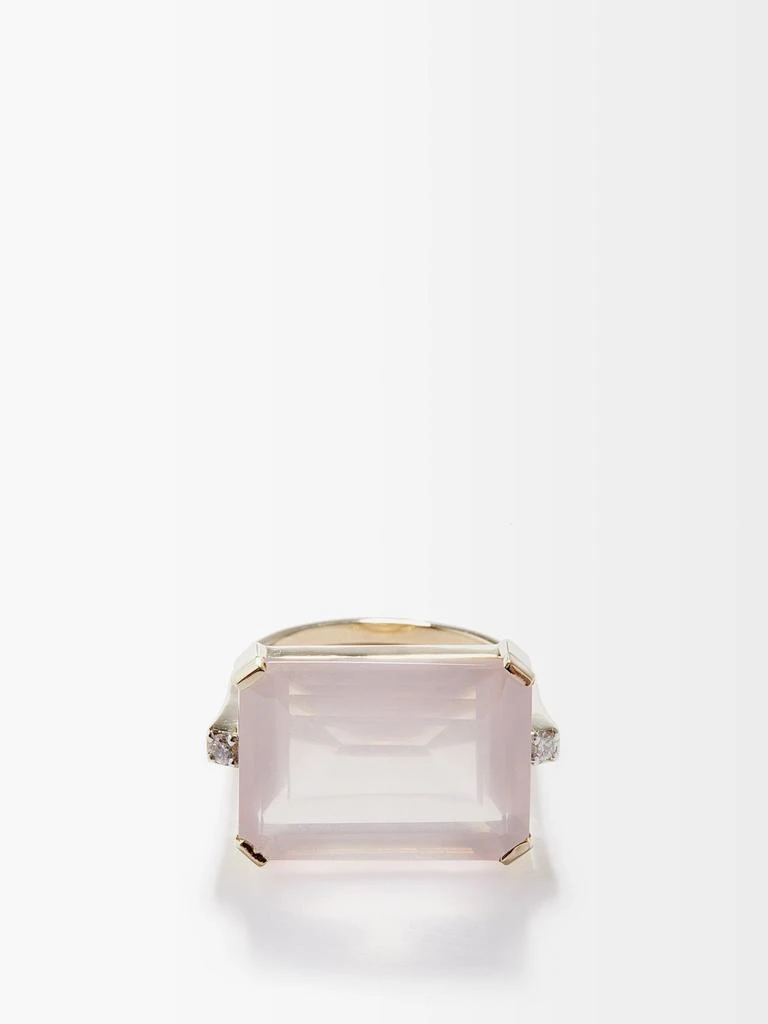 商品MATEO|East West diamond, rose quartz & 14kt gold ring,价格¥17753,第1张图片