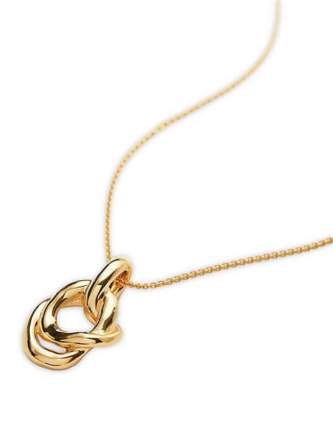 商品Missoma|Molten Pearl 18K Gold-Plate Twisted Double Pendant Necklace,价格¥1161,第4张图片详细描述