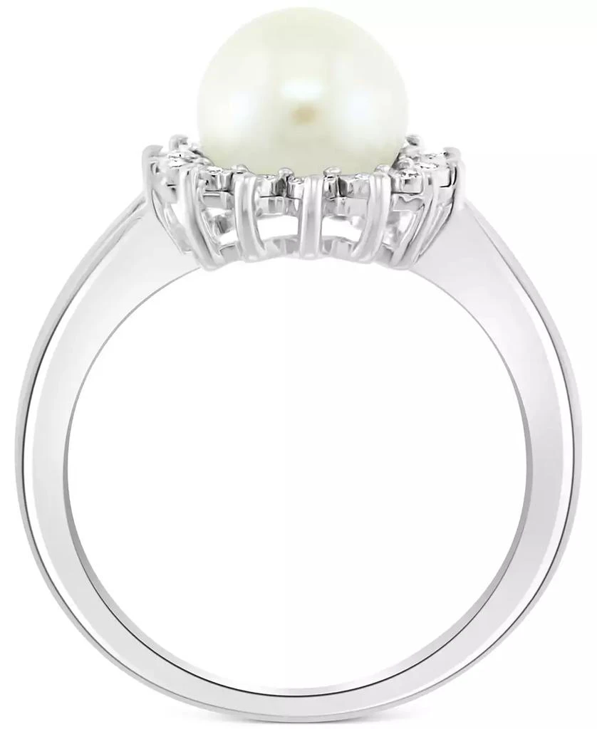 商品Effy|EFFY® Cultured Freshwater Pearl (7mm) & Diamond (1/20 ct. t.w.) Halo Ring in Sterling Silver,价格¥626,第4张图片详细描述