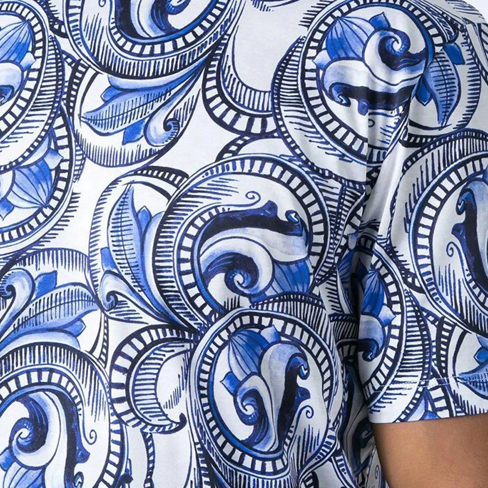 VERSACE 范思哲  男士蓝白色印花圆领短袖T恤  A76113-1173-A74P 商品