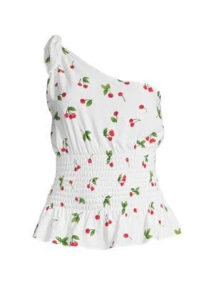 商品Love Ady|​Cherry-Print One-Shoulder Smocked Top,价格¥159,第3张图片详细描述