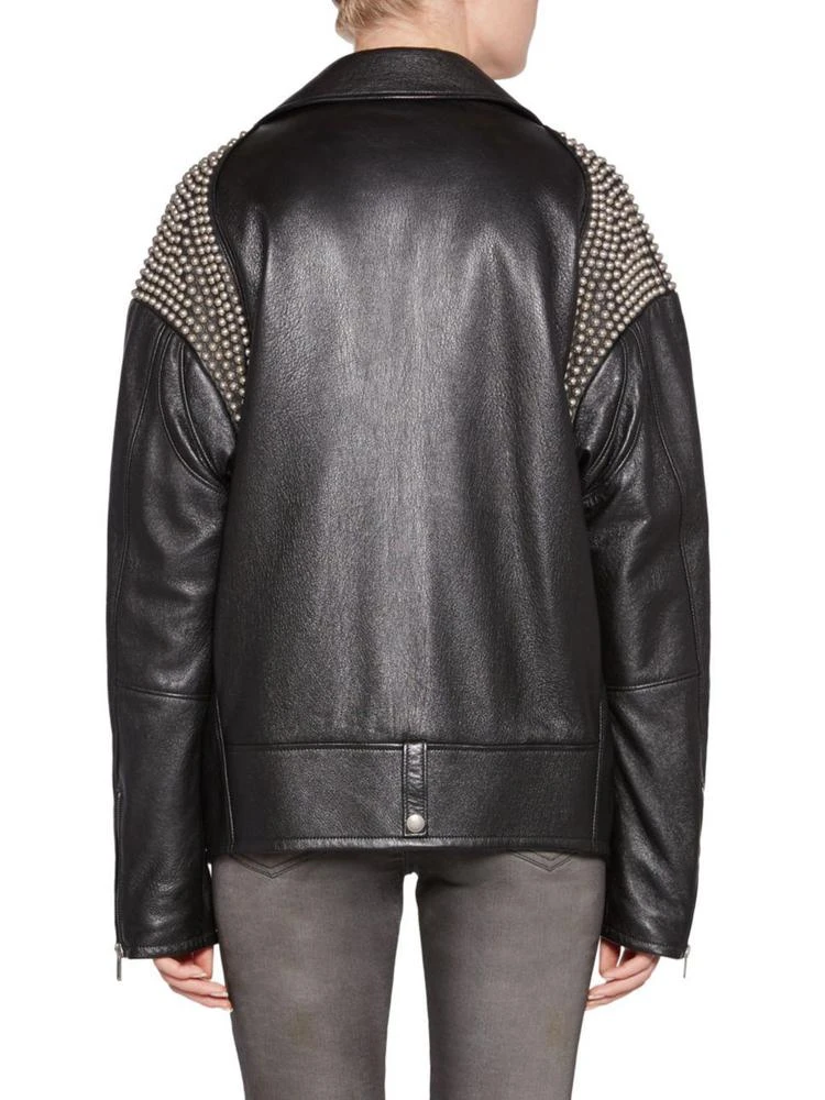 商品Yves Saint Laurent|Saint Laurent - Oversize Studded Leather Biker Jacket,价格¥44716,第2张图片详细描述