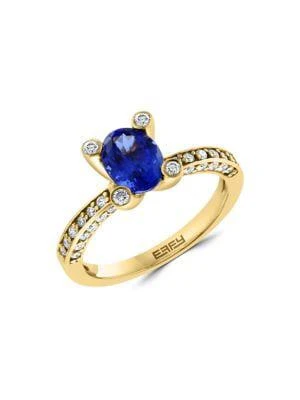 商品Effy Hematian|18K Yellow Gold, Tanzanite & Diamond Ring,价格¥21854,第1张图片