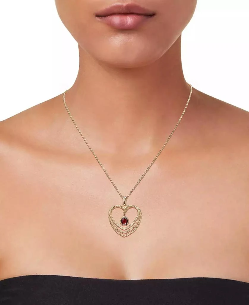 商品Macy's|Garnet Orbital Triple Heart Pendant Necklace (1-1/10 ct. t.w.) in 14k Gold-Plated Sterling Silver, 18" + 2" extender,价格¥467,第2张图片详细描述