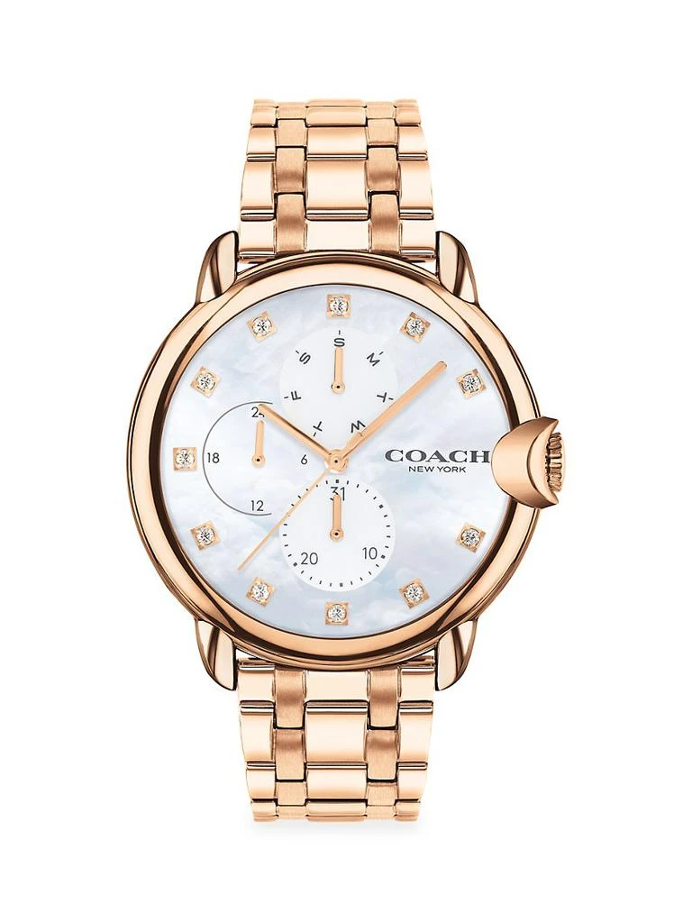 商品Coach|Arden Rose Gold Plated& Crystal Bracelet Watch,价格¥2208,第1张图片