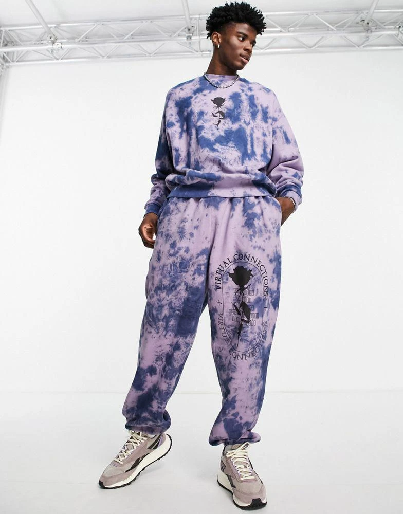 商品ASOS|ASOS DESIGN co-ord oversized joggers in purple tie dye with rose print,价格¥197,第2张图片详细描述