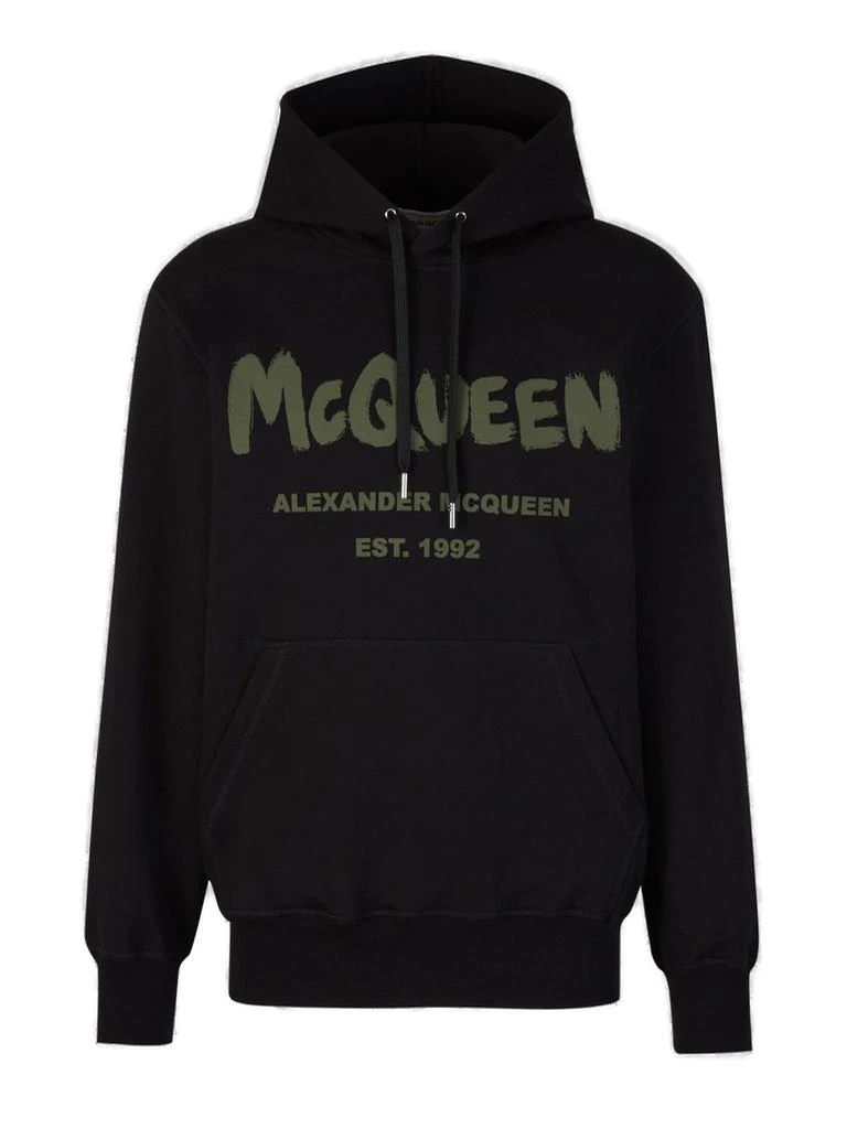 商品Alexander McQueen|Alexander McQueen Logo Printed Drawstring Hoodie,价格¥3818,第1张图片