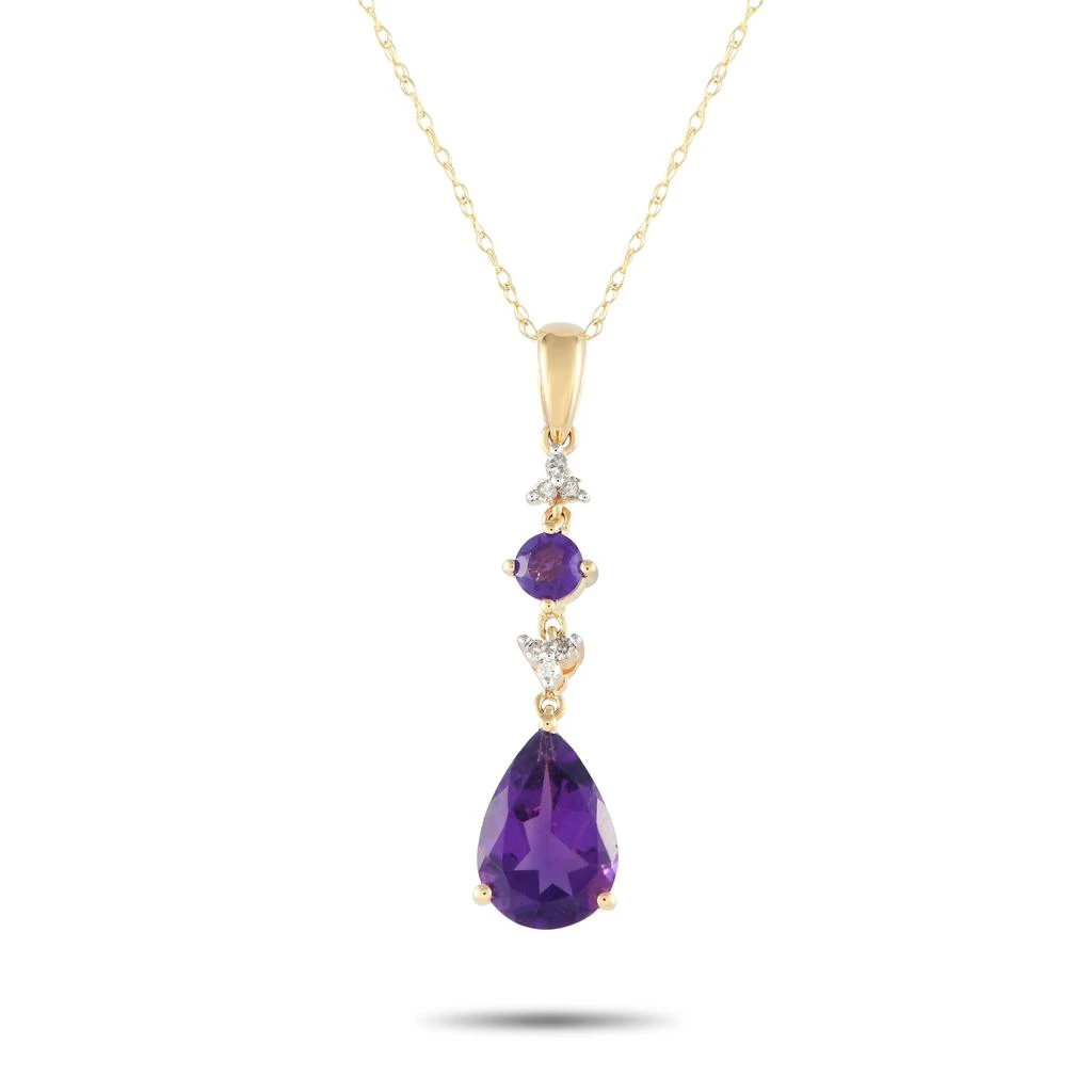 商品LB Exclusive|14K Yellow Gold 0.05ct Diamond and Amethyst Pendant Necklace PD4-16247YAM,价格¥2459,第1张图片