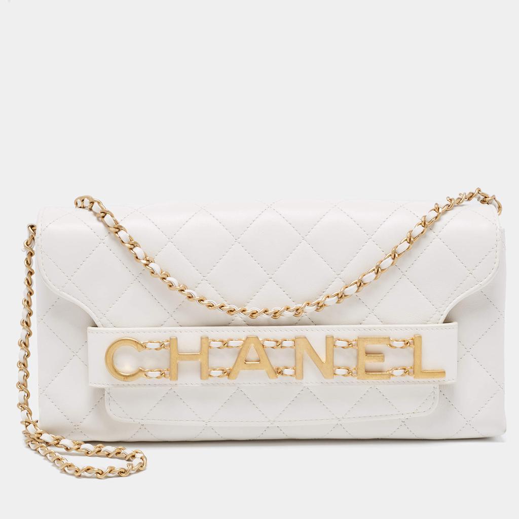 商品[二手商品] Chanel|Chanel White Quilted Leather Enchained Chain Clutch,价格¥27148,第1张图片