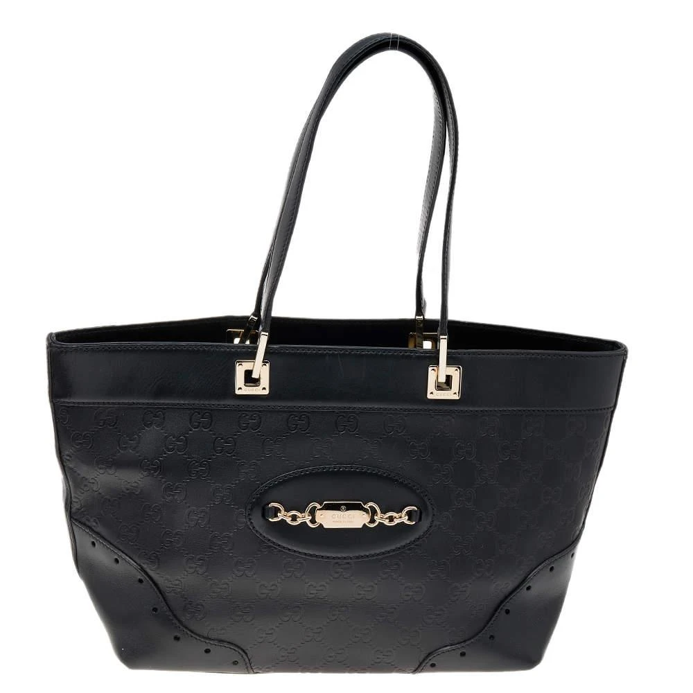 商品[二手商品] Gucci|Gucci Black Guccissima Leather Medium Punch Tote,价格¥4952,第1张图片