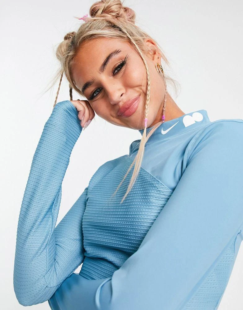 商品NIKE|Nike Naomi Osaka asymmetric long sleeve top in cerulean blue,价格¥277,第3张图片详细描述