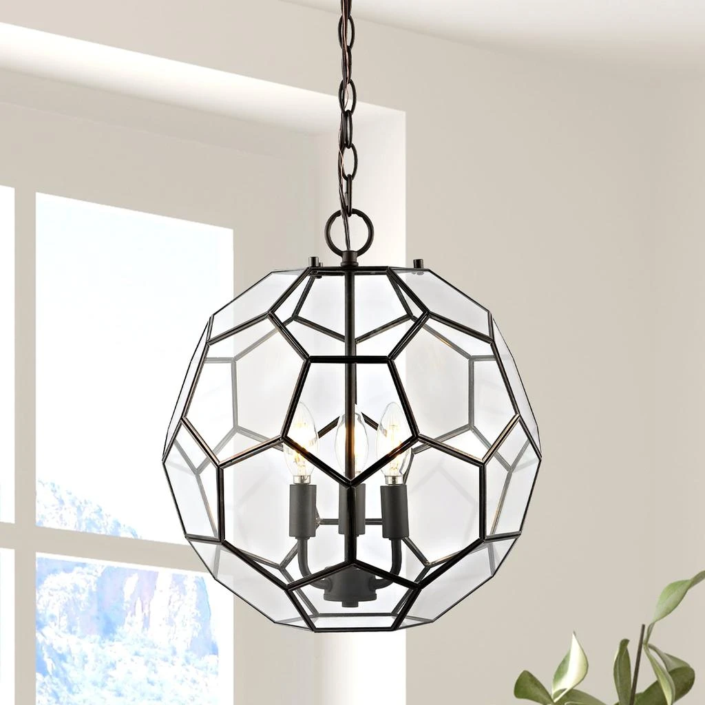 商品JONATHAN Y|Bee 13.5" 3-Light Modern Farmhouse Iron/Glass LED Pendant,价格¥1791,第1张图片