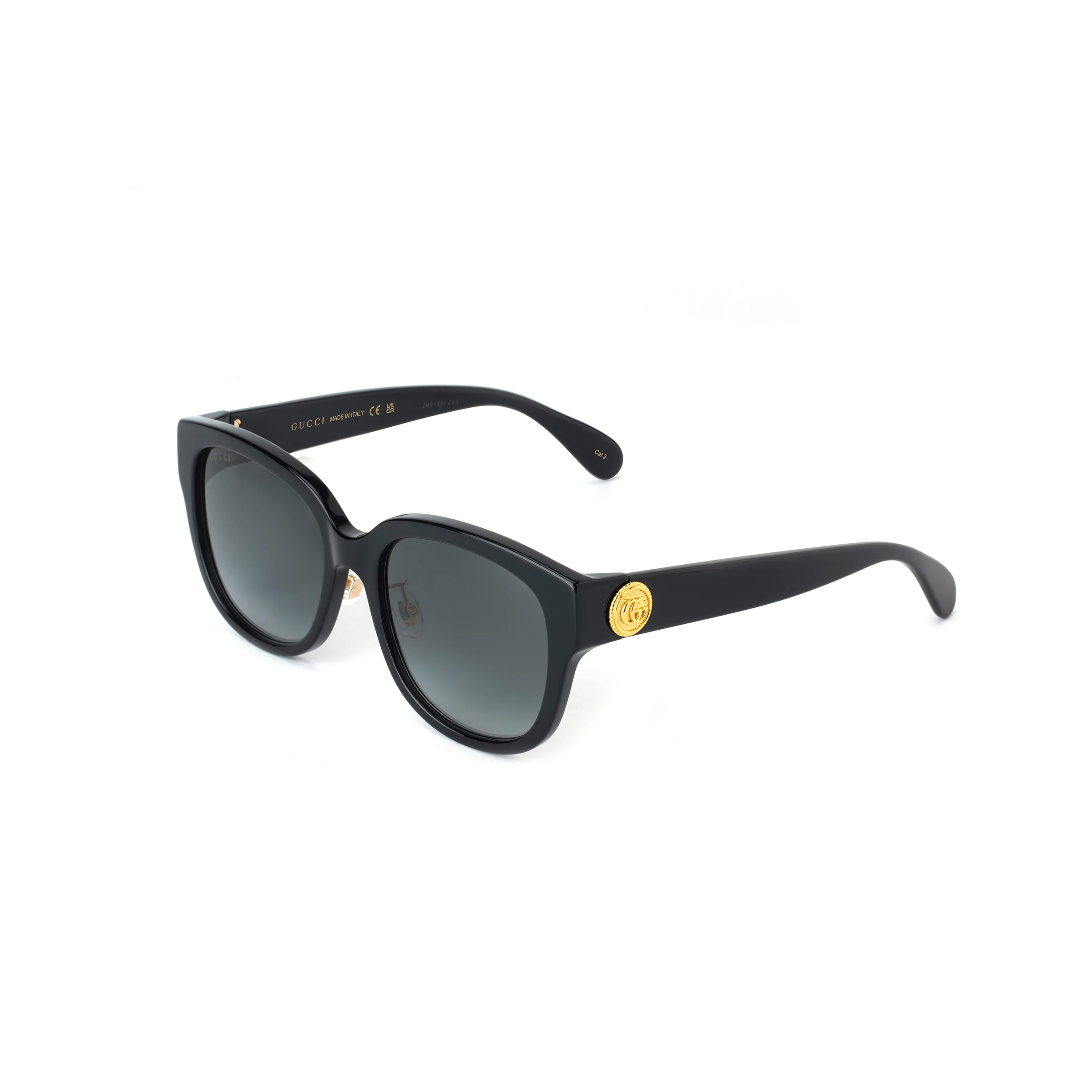 商品[国内直发] Gucci|古驰 Logo标识印花 不规则形 太阳眼镜 男女同款情侣款 黑色,价格¥2392,第1张图片