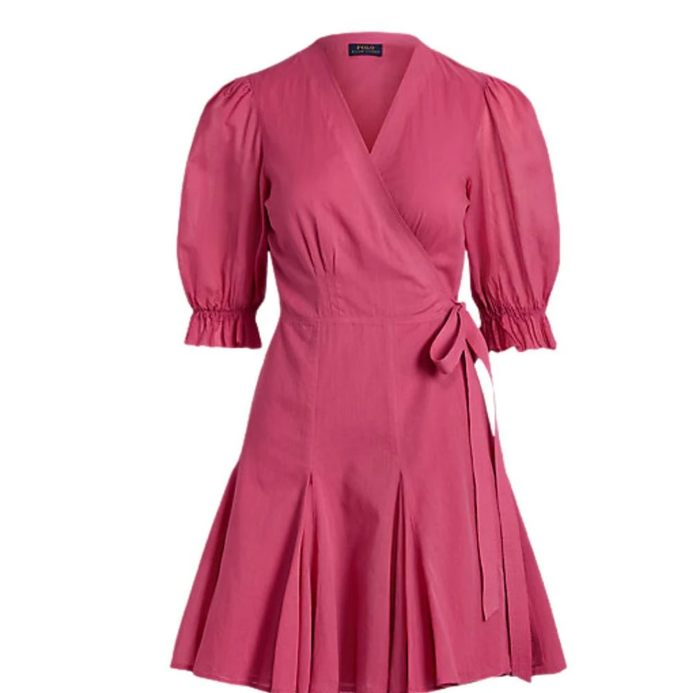 商品Ralph Lauren|Ralph Lauren Womenswear Puff Sleeve Cotton Wrap Dress,价格¥2070,第1张图片
