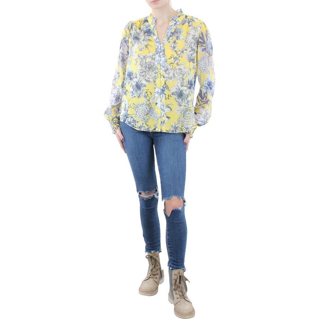 商品Tommy Hilfiger|Tommy Hilfiger Womens Floral Print Sublimation Button-Down Top,价格¥266,第1张图片