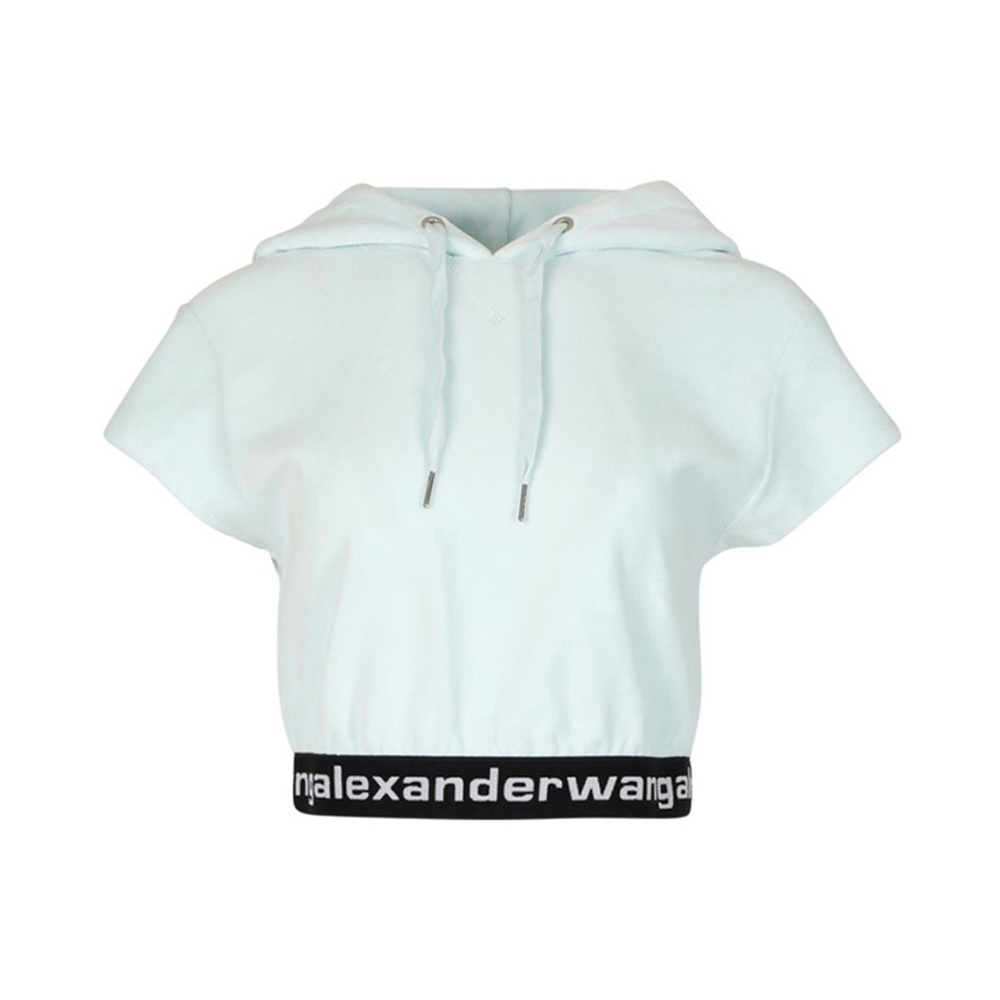 商品Alexander Wang|ALEXANDER WANG 4CC1201106-454 女士蓝色短款短袖连帽衫,价格¥1726,第1张图片
