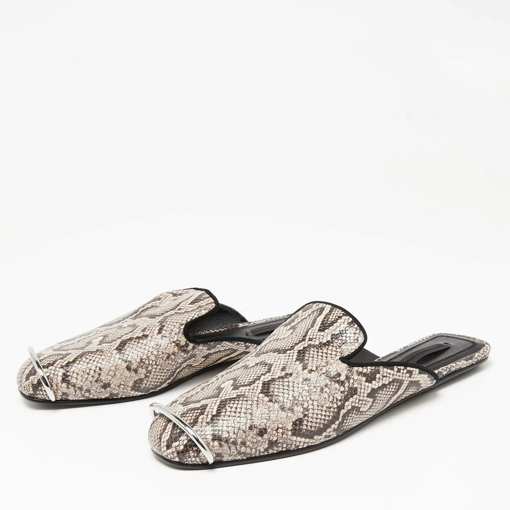 商品[二手商品] Alexander Wang|Alexander Wang Black/Beige Snakeskin Embossed Leather Jaelle Flat Mules Size 36.5,价格¥1675,第2张图片详细描述