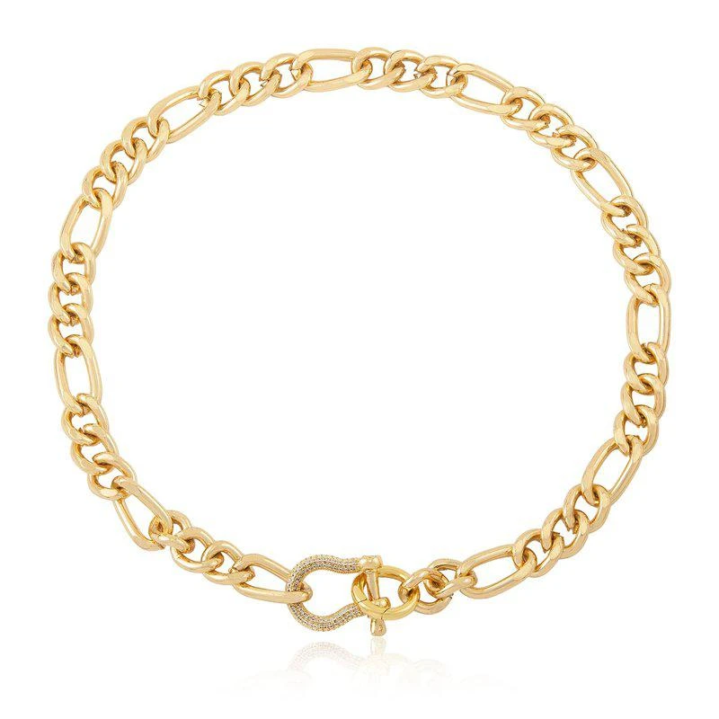 商品Ettika Jewelry|Cuffed Love 18k Gold Plated Chain Link Necklace ONE SIZE,价格¥416,第1张图片