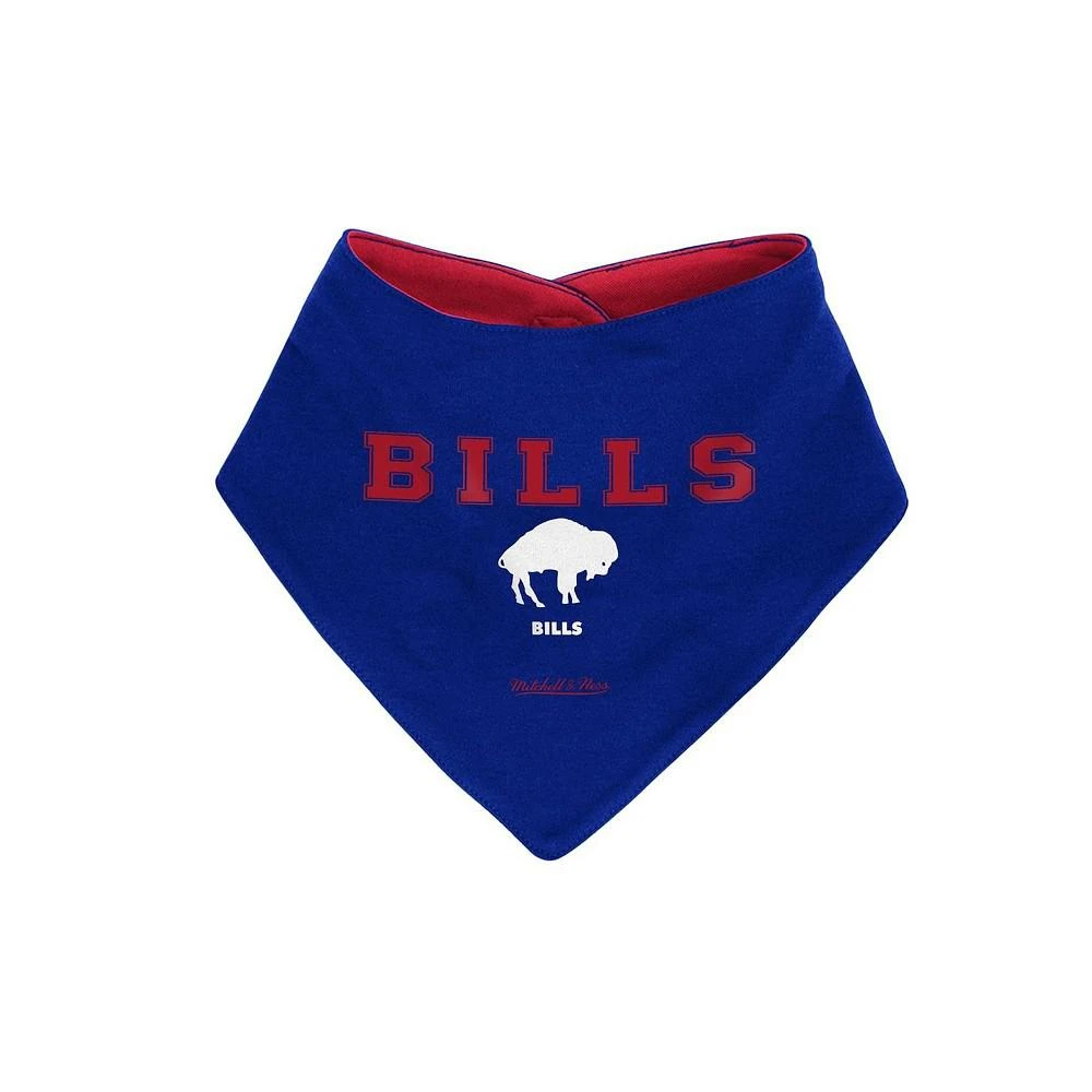 商品Mitchell & Ness|Newborn and Infant Boys and Girls Royal, Red Buffalo Bills Throwback Bodysuit Bib and Booties Three-Piece Set,价格¥338,第3张图片详细描述