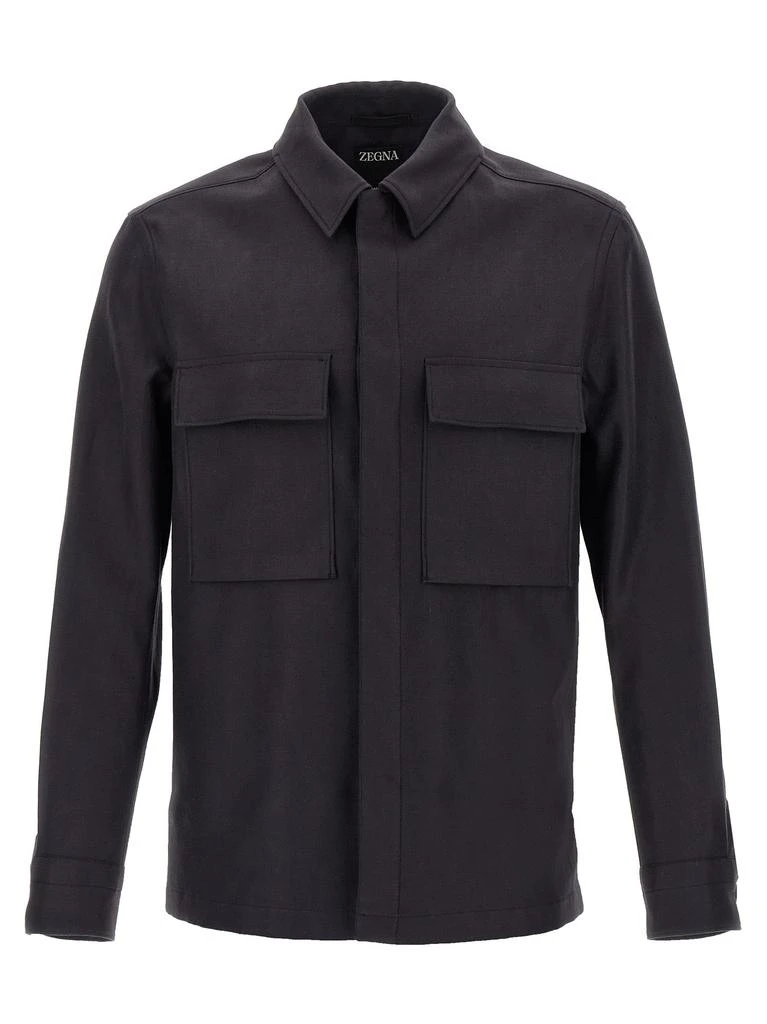 商品Zegna|Oasi Lino Overshirt Shirt And Blouse Blue,价格¥8303,第1张图片