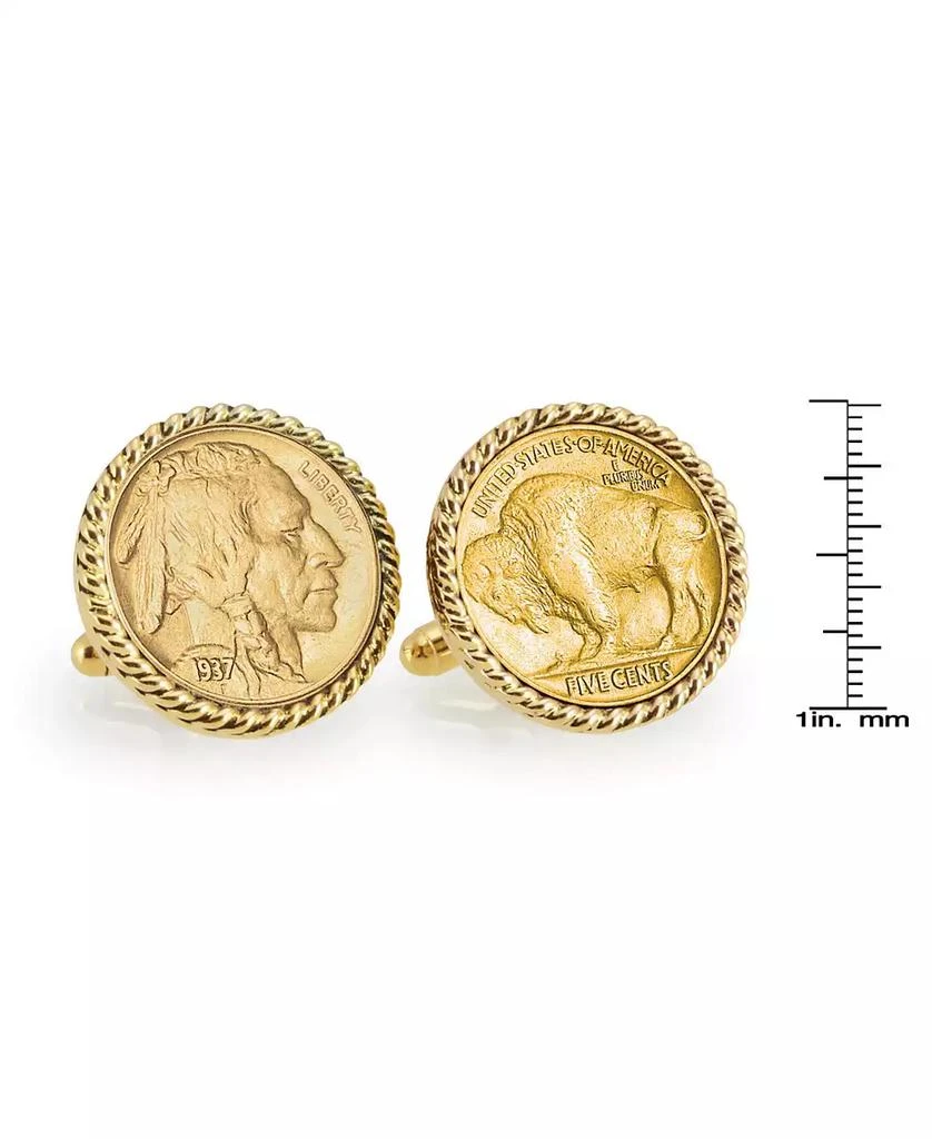 商品American Coin Treasures|Gold-Layered Buffalo Nickel Rope Bezel Coin Cuff Links,价格¥374,第2张图片详细描述