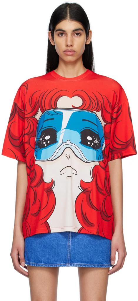 商品pushBUTTON|SSENSE 独家发售红色 Goggles Girl T 恤,价格¥975,第1张图片
