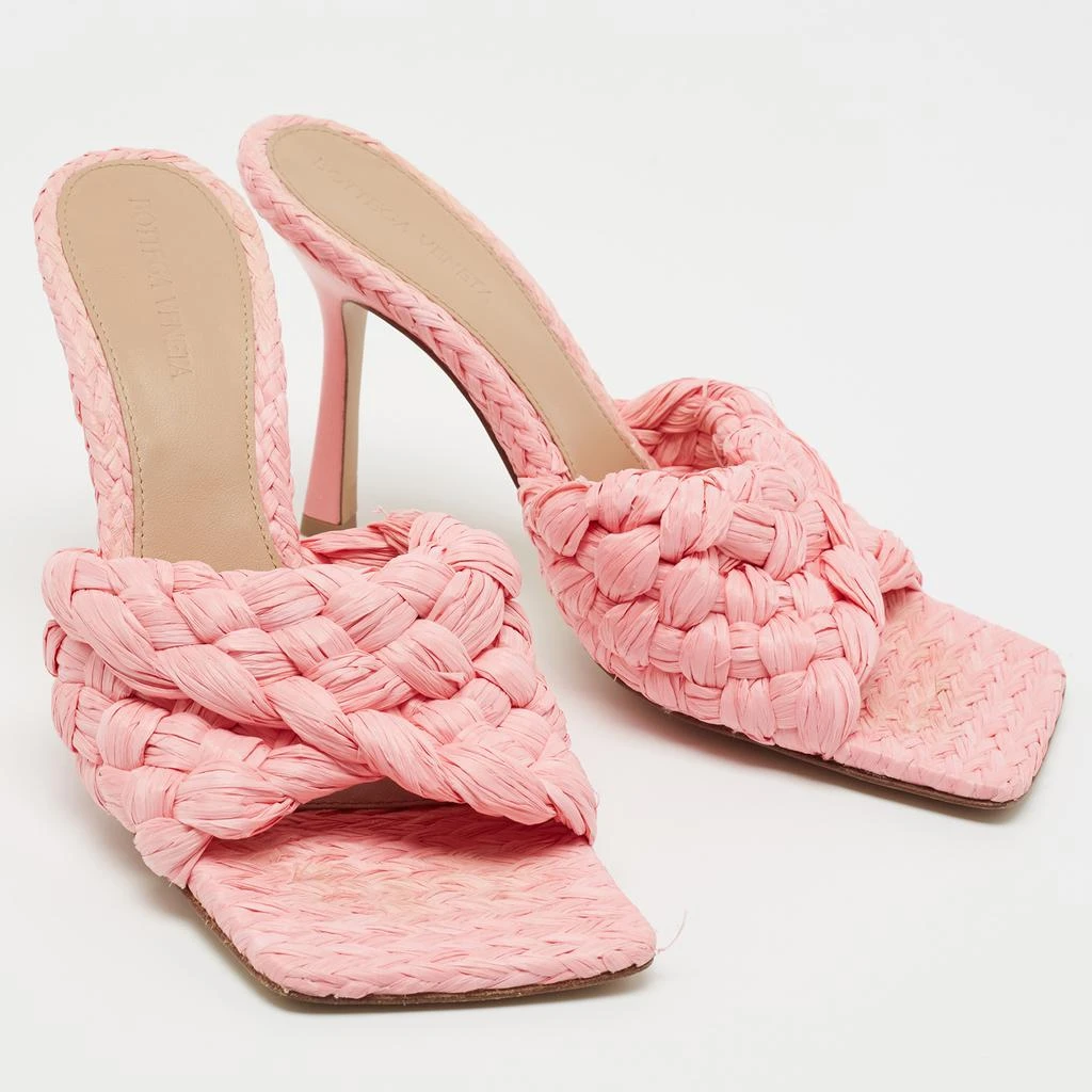 商品[二手商品] Bottega Veneta|Bottega Veneta Pink Woven Raffia Slide Sandals Size 38.5,价格¥4145,第4张图片详细描述
