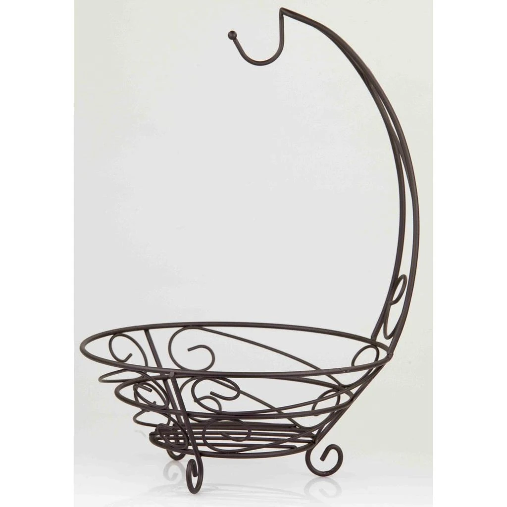Home Basics Scroll Collection Steel Fruit Basket With Banana Tree, Bronze 商品