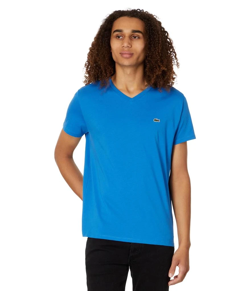商品Lacoste|Short Sleeve V-Neck Pima Jersey T-Shirt,价格¥265,第1张图片