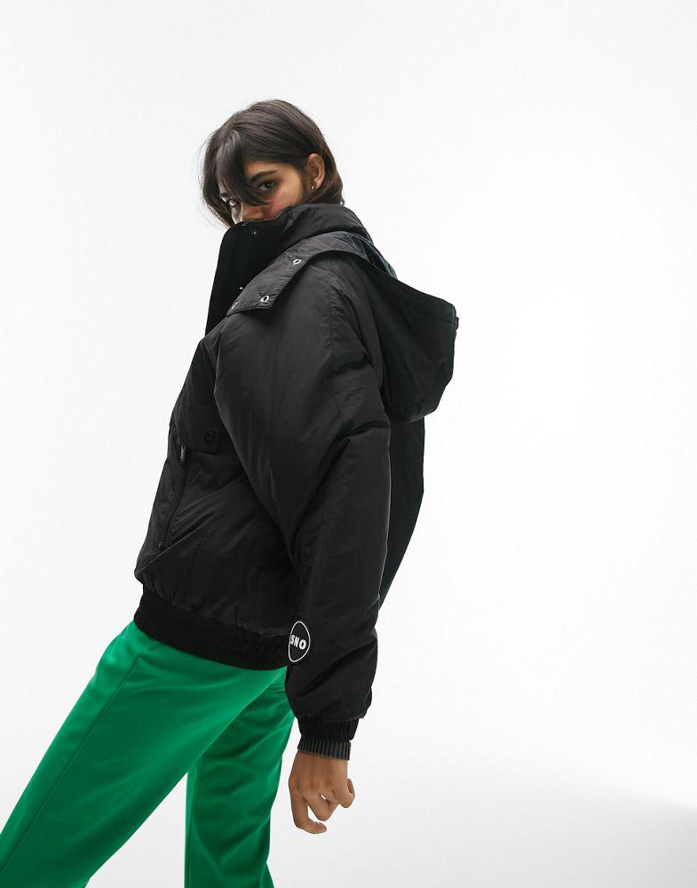 Topshop Sno hooded puffer ski jacket in black商品第3张图片规格展示