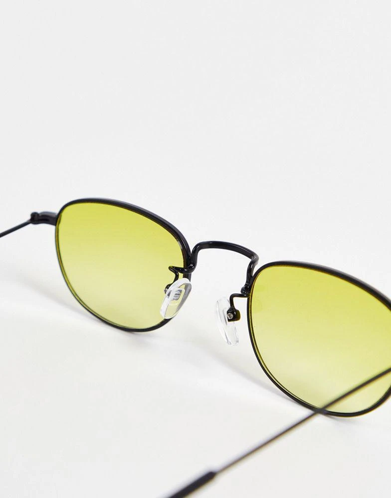 商品ASOS|ASOS DESIGN metal oval sunglasses in black with yellow lens,价格¥39,第3张图片详细描述