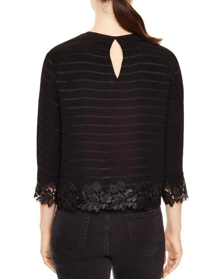 商品Sandro|Anig Striped Lace-Detail Crop Top,价格¥1203,第2张图片详细描述